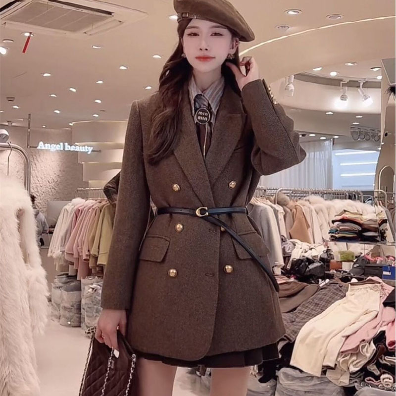Vintage Trench Coat - Vintage With Belt Wool Jacket For