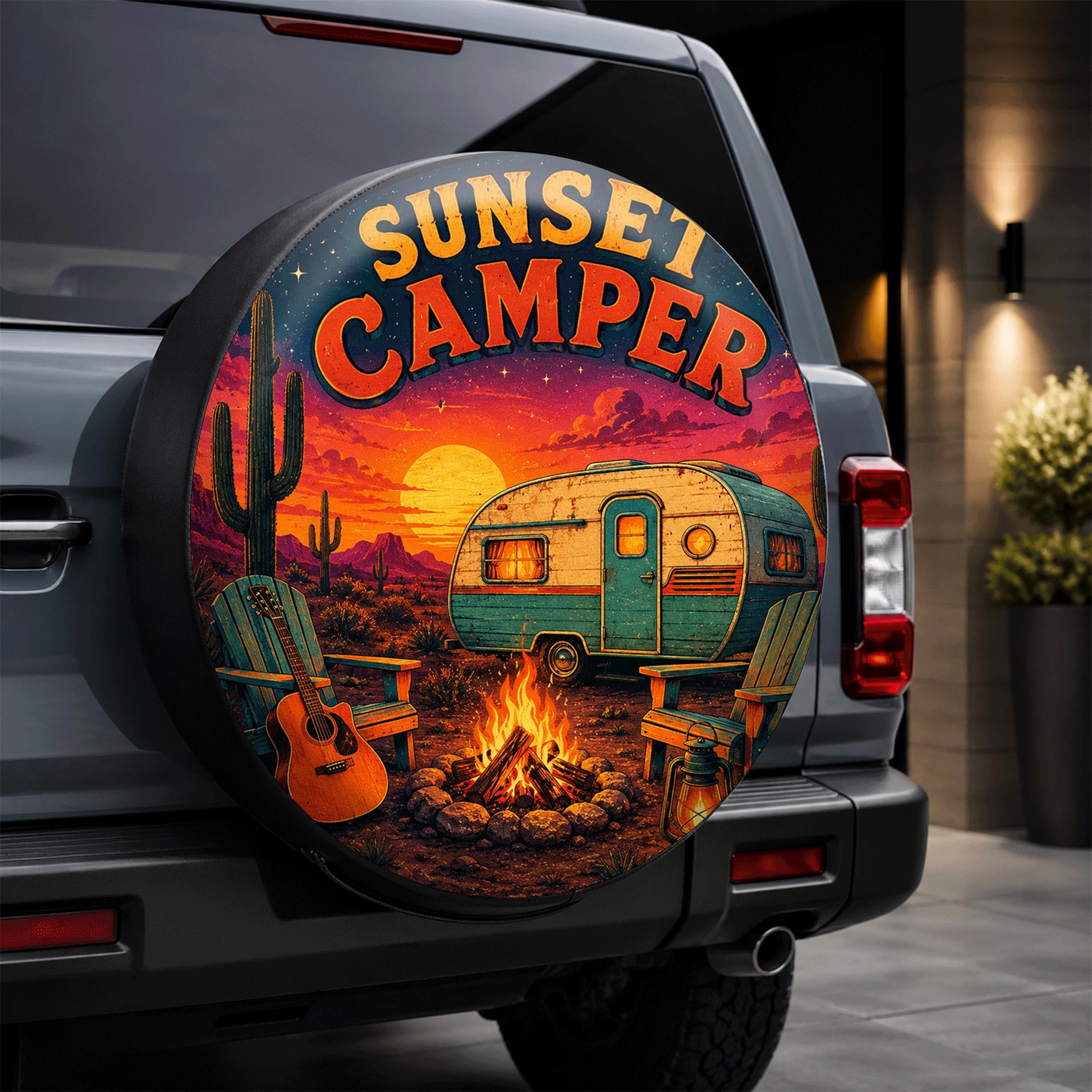 Vintage Fashion Hub - 1pc Vintage Camping Style Sunset And