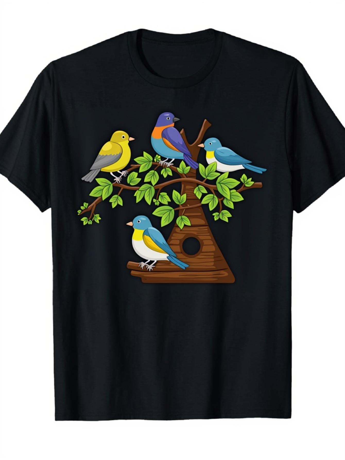 Vintage Fashion Illustration - Vintage Men's Black Graphic T-Shirt Colorful
