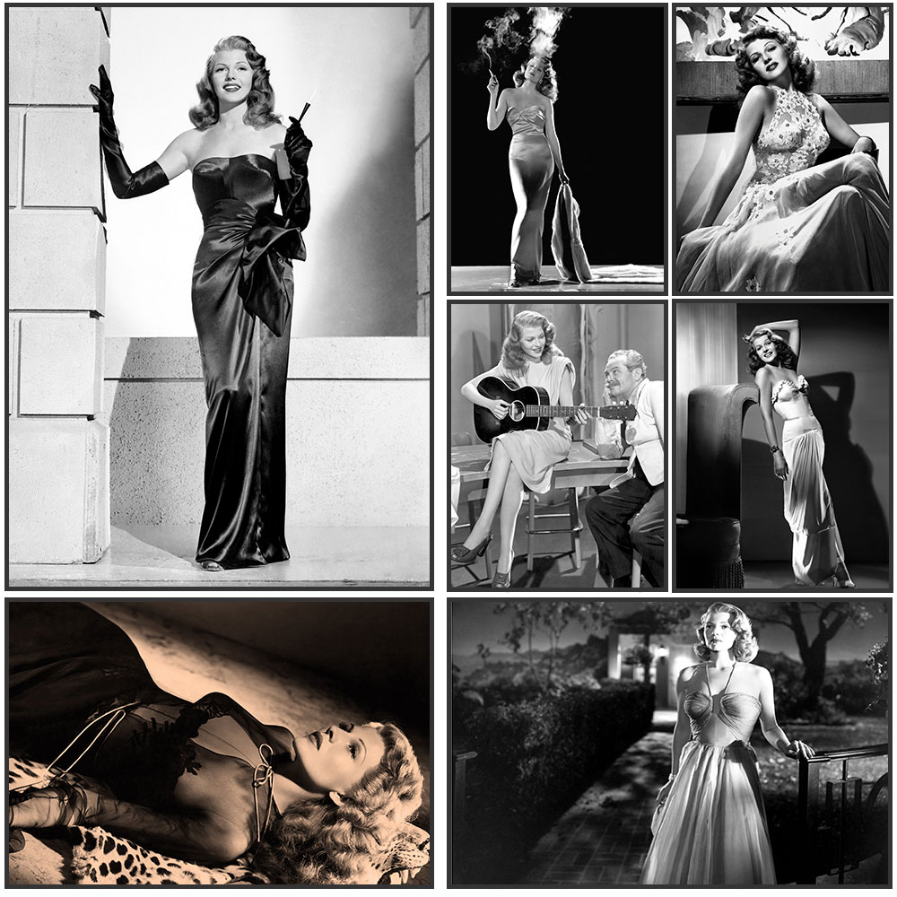 Vintage Fashion Illustration - Rita Hayworth Poster,Black and White,Rita Hayworth