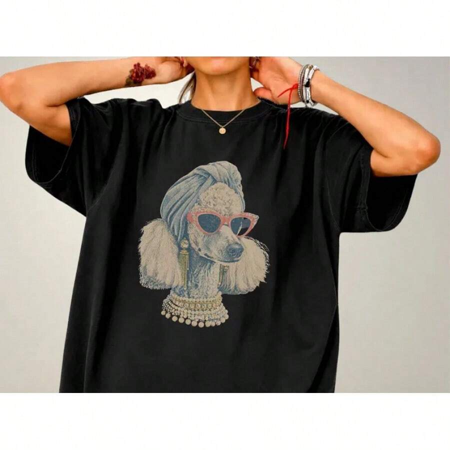 Unisex Casual Crew Neck Short  - Vintage Fashion Illustration ulasan dan harga