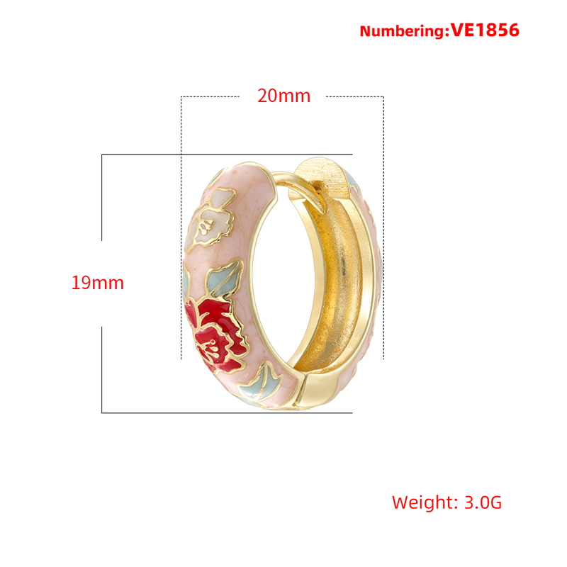 Enamel-Dipped Floral-Motif Hoo - Vintage Fashion Illustration ulasan dan harga