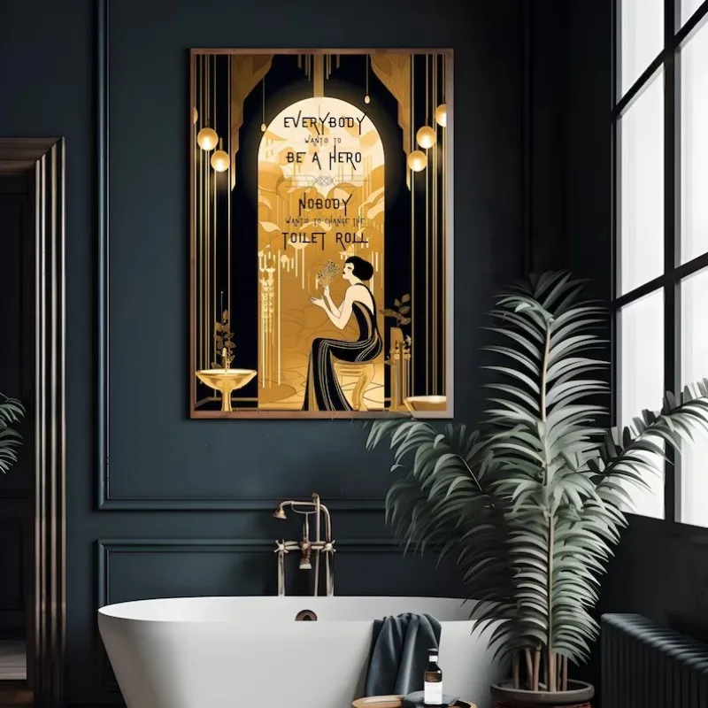 Frameless Black and Gold Elega - Vintage Fashion Illustration ulasan dan harga