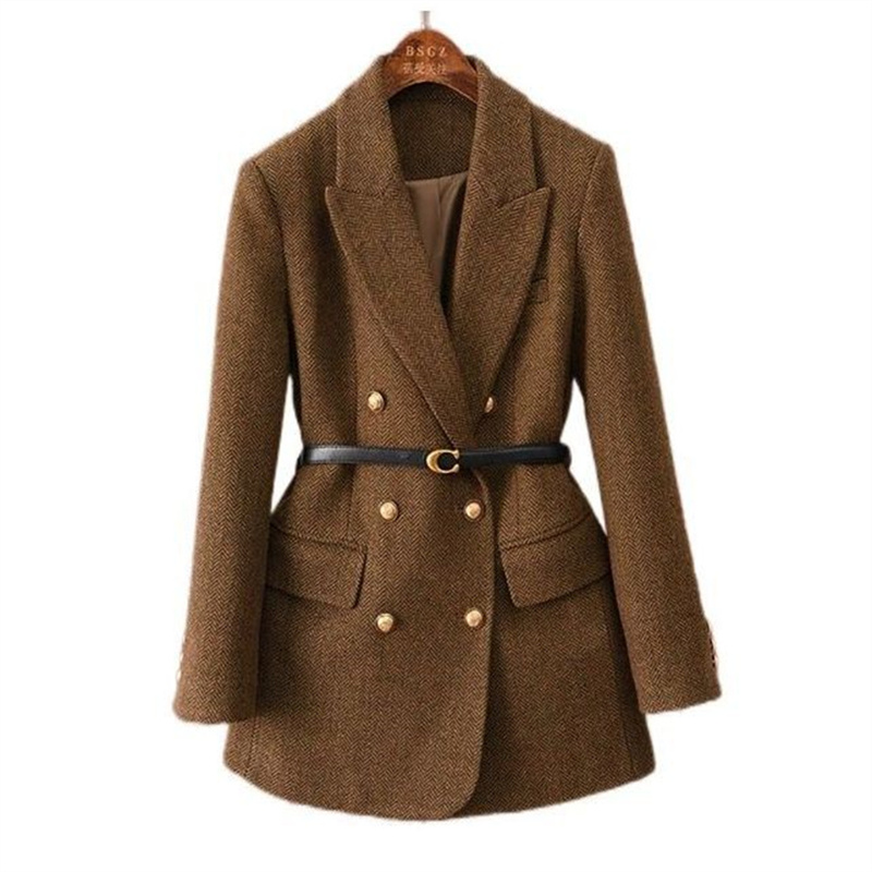 Vintage With Belt Wool Jacket  - Vintage Trench Coat ulasan dan harga