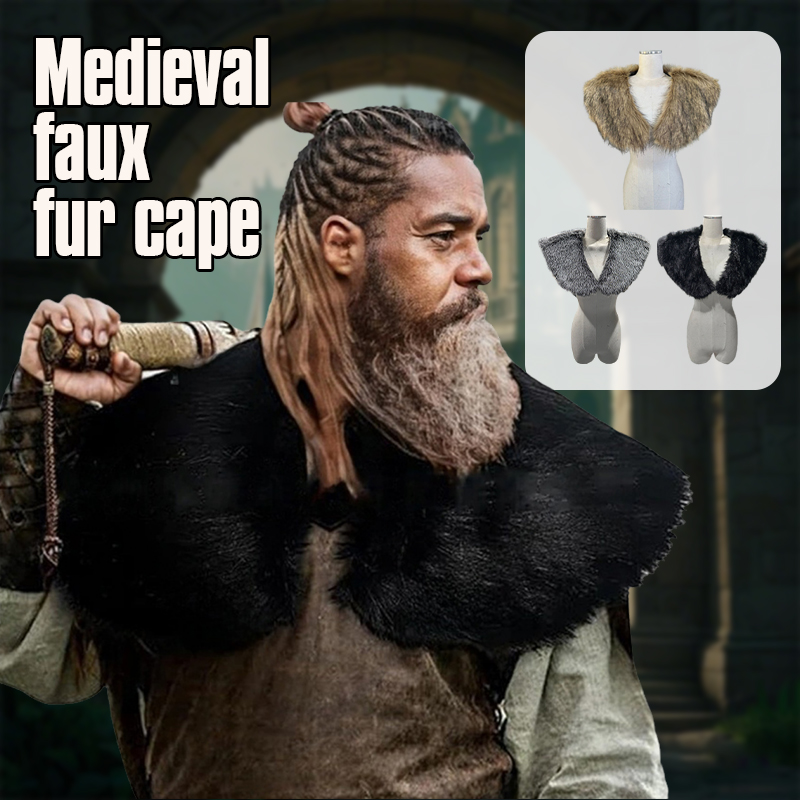 Medieval Viking Fur Cape Shawl - Vintage Trench Coat ulasan dan harga