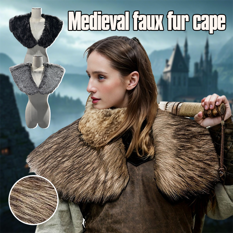 Medieval Viking Fur Cape Shawl - Vintage Trench Coat ulasan dan harga