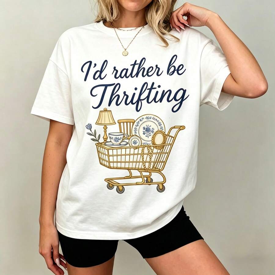 [Graphic Tee] 100% Cotton I'd  - Vintage Fashion Thrift ulasan dan harga
