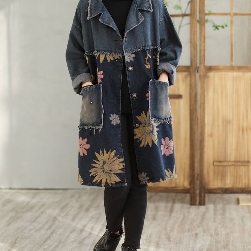 Medium And Long Denim Jacket W - Vintage Trench Coat ulasan dan harga
