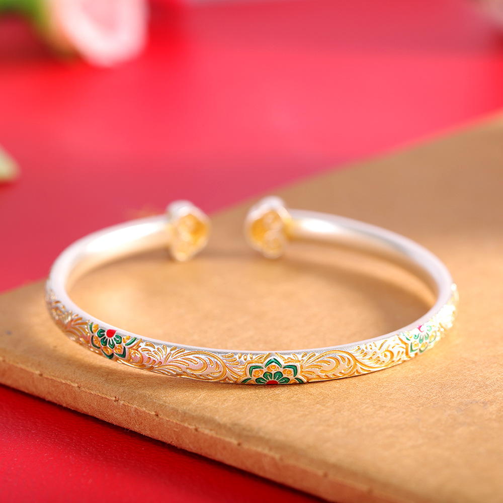 New Enamel Rosette Open Cuff B - Vintage Fashion Ideas ulasan dan harga