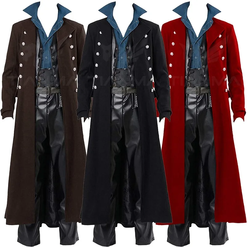 Medieval Men British Style Pun - Vintage Trench Coat ulasan dan harga