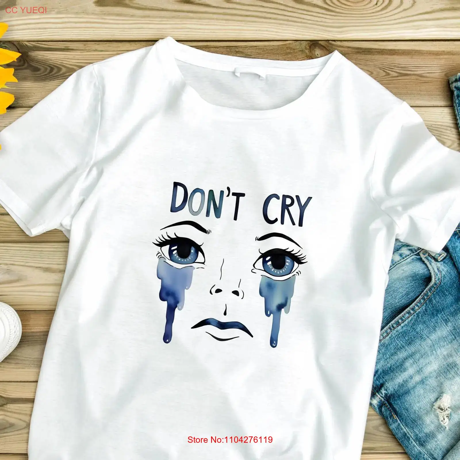 Cry Quote T Shirt Emotion Sayi - Vintage Fashion Illustration ulasan dan harga