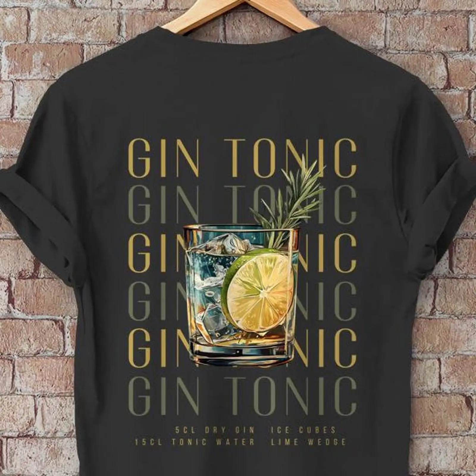 Gin Tonic T Shirt Illustrated  - Vintage Fashion Illustration ulasan dan harga