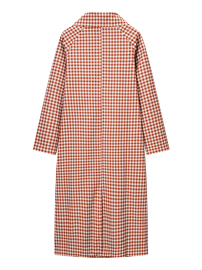 American Retro Plaid Stand Col - Vintage Trench Coat ulasan dan harga